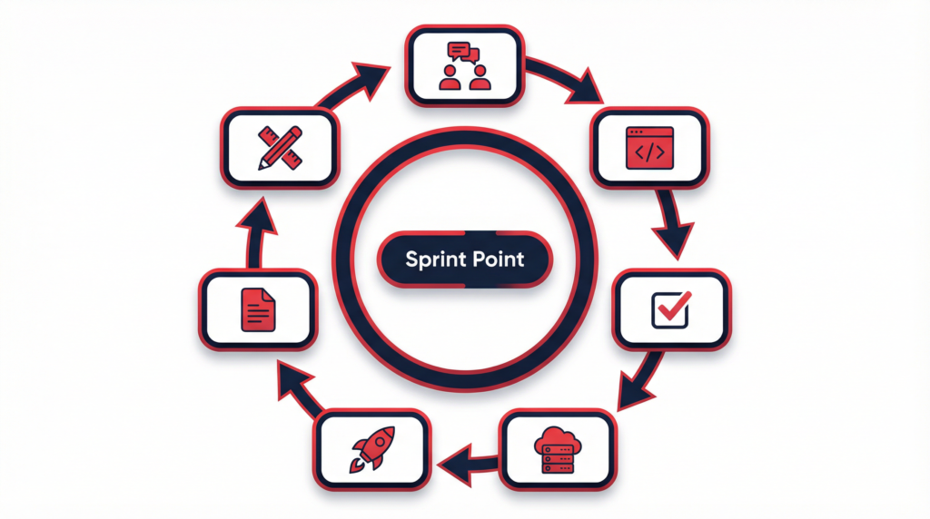 Ciclo di sviluppo completo incluso in ogni Sprint Point: dalla progettazione al deploy