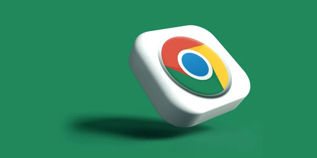 Il logo di Google Chrome in 3D su fondo verde