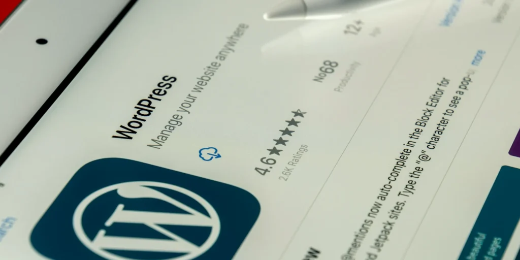 Primo piano di uno schermo con il logo di WordPress
