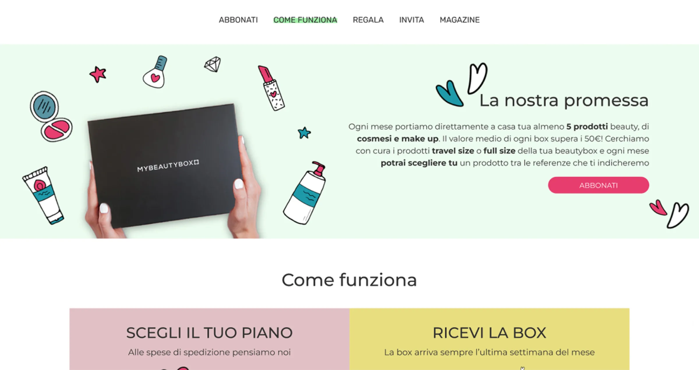 Pagina della piattaforma MyBeautyBox
